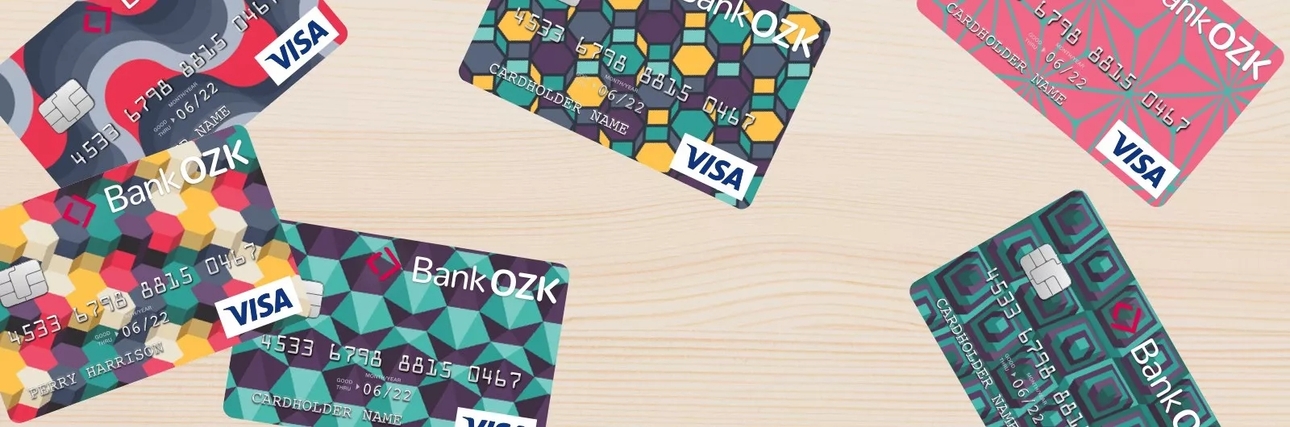 Bank OZK Visa Debit Cards Scattered on the table